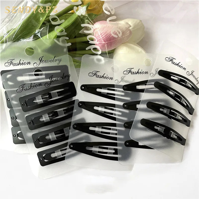 New Arrival 10pcs/set Korean Simple Metal BlackBB Hair Clip 6cm Oval Hair Clip Wholesale Bobby Pins for Women