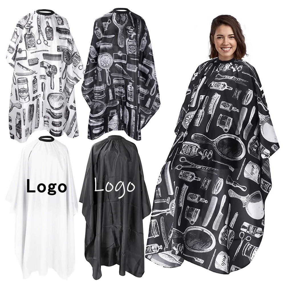 Custom Logo Designer Waterproof Hairdresser Haircut Styling Salon Barber Cape Makeup Apron Hair Cutting Gown Capes with Snap