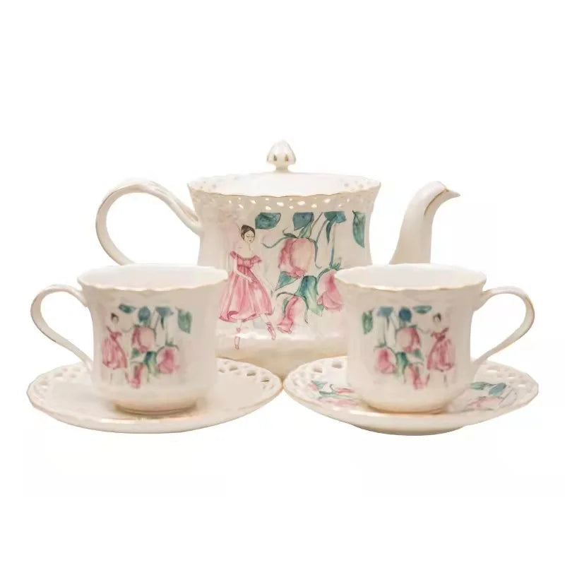 English High Value Afternoon Teacup Retro Palace Style Coffee Cup Saucer Kettle Set