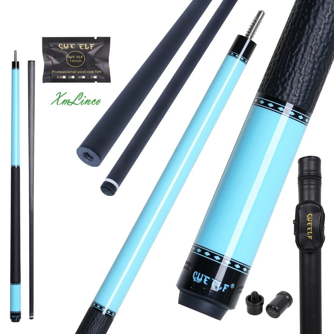 Xmlinco Professional Leather Grip Carbon Fiber Shaft Billiard Pool Cue Sticker 12.5 mm Tip Size