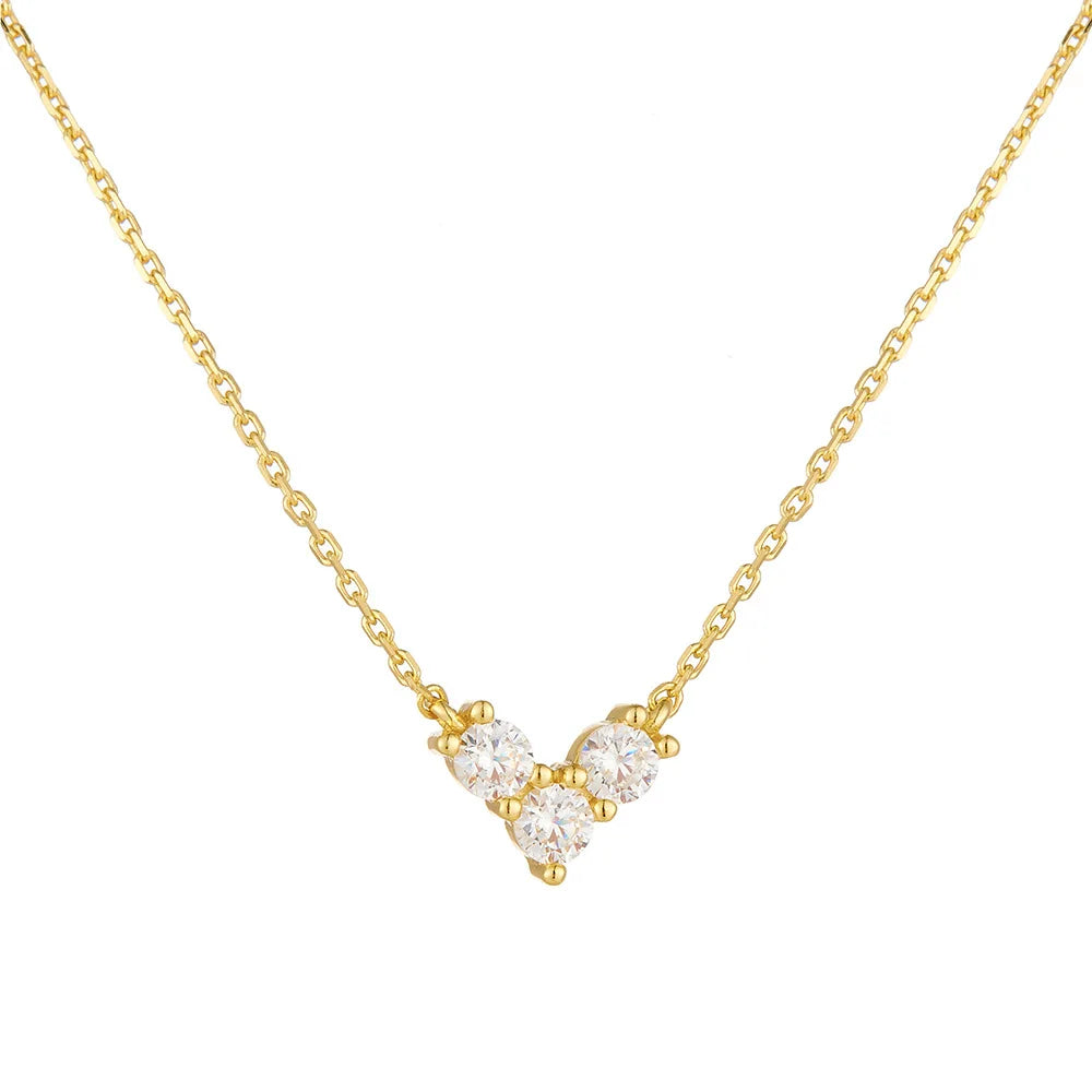 Fashion Pendant Necklaces 925 Sterling Silver Heart Zircon Diamond Necklace  Gold Plated Necklaces for Women