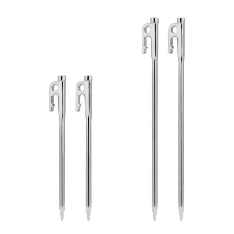 Heavy Duty Stainless Steel Tent Stakes & Pegs with Hook Hole Design 20cm/30cm 9mm Thickness Outdoor Camping Ground Nails 6/8p