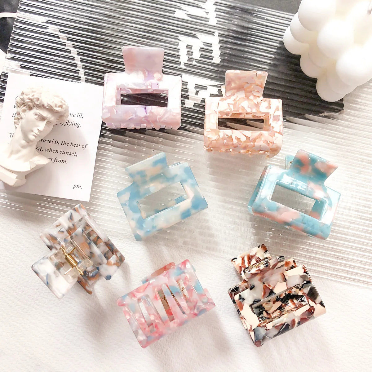 Wholesale Small Girl Hair Claw Oem Acetic Acid Hair Accessories 5cm Floral Square Acetate All- Match Temperament Party Hair C