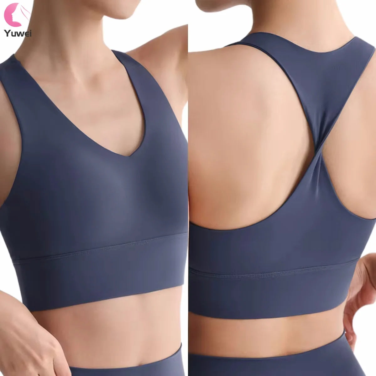 Built in Sports Bra Tank Top Sexy Back High  Longline Workout Yoga Bra Sports Bras