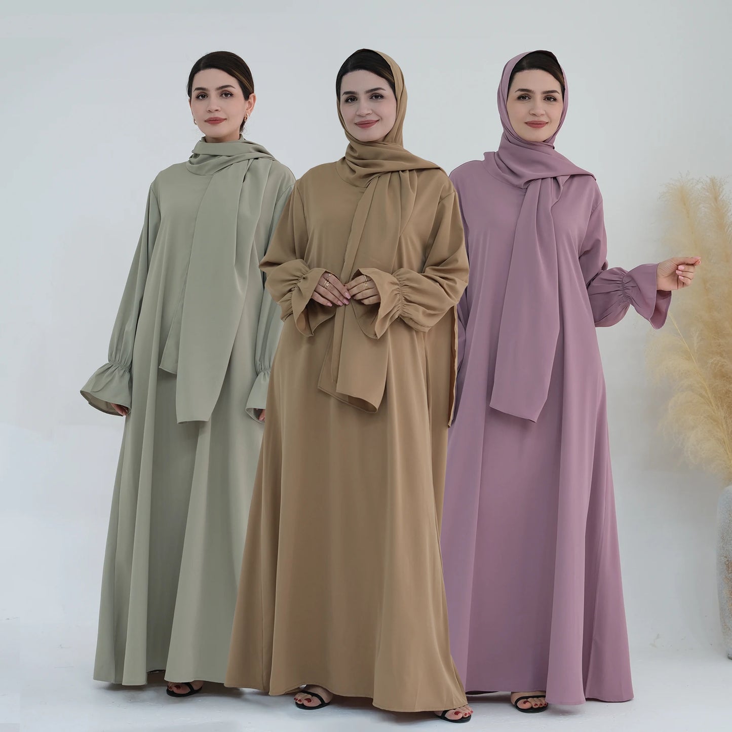 Loriya Plus Size Hijab Dress Women Abaya Women Muslim Dress  Femmes Robe Musulmane Plain Abaya for Women Eid Islamic Clothing