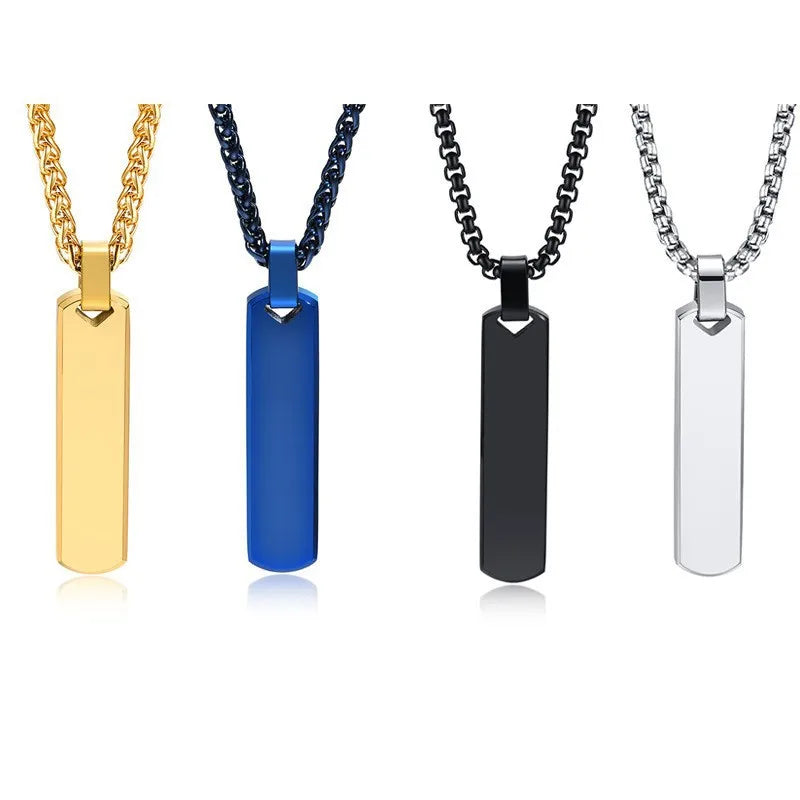 AA016026 Stainless Steel Bar Necklace Personalized Thick Rectangle Bar Pendant Necklace