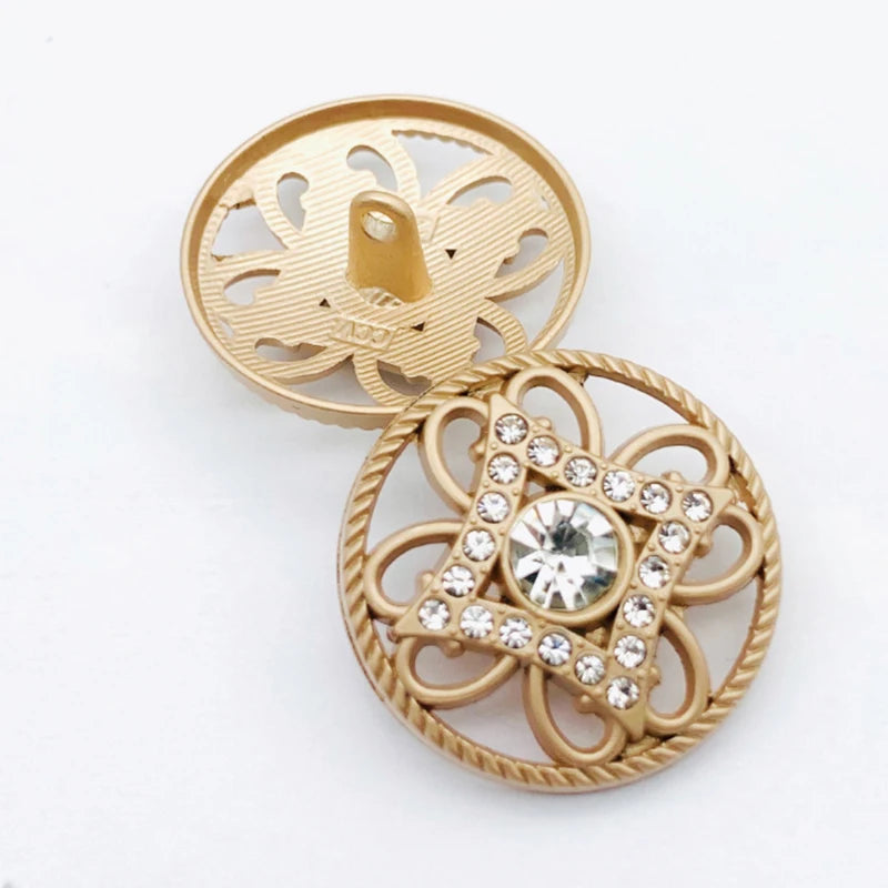 Flower Hollow Alloy Rhinestones Combination Round Button Sewing on Hair Accessories Bag Decoration Garment Shank Buttons