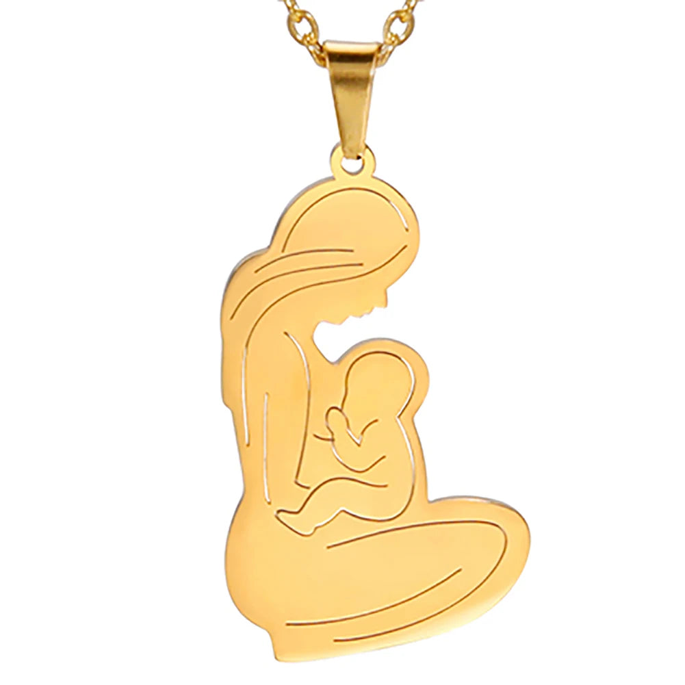 Pregnant Pendant Necklace for Woman Mom Baby Stainless Steel Necklaces Chains Choker Thanksgiving Day Jewelry Mother's Day