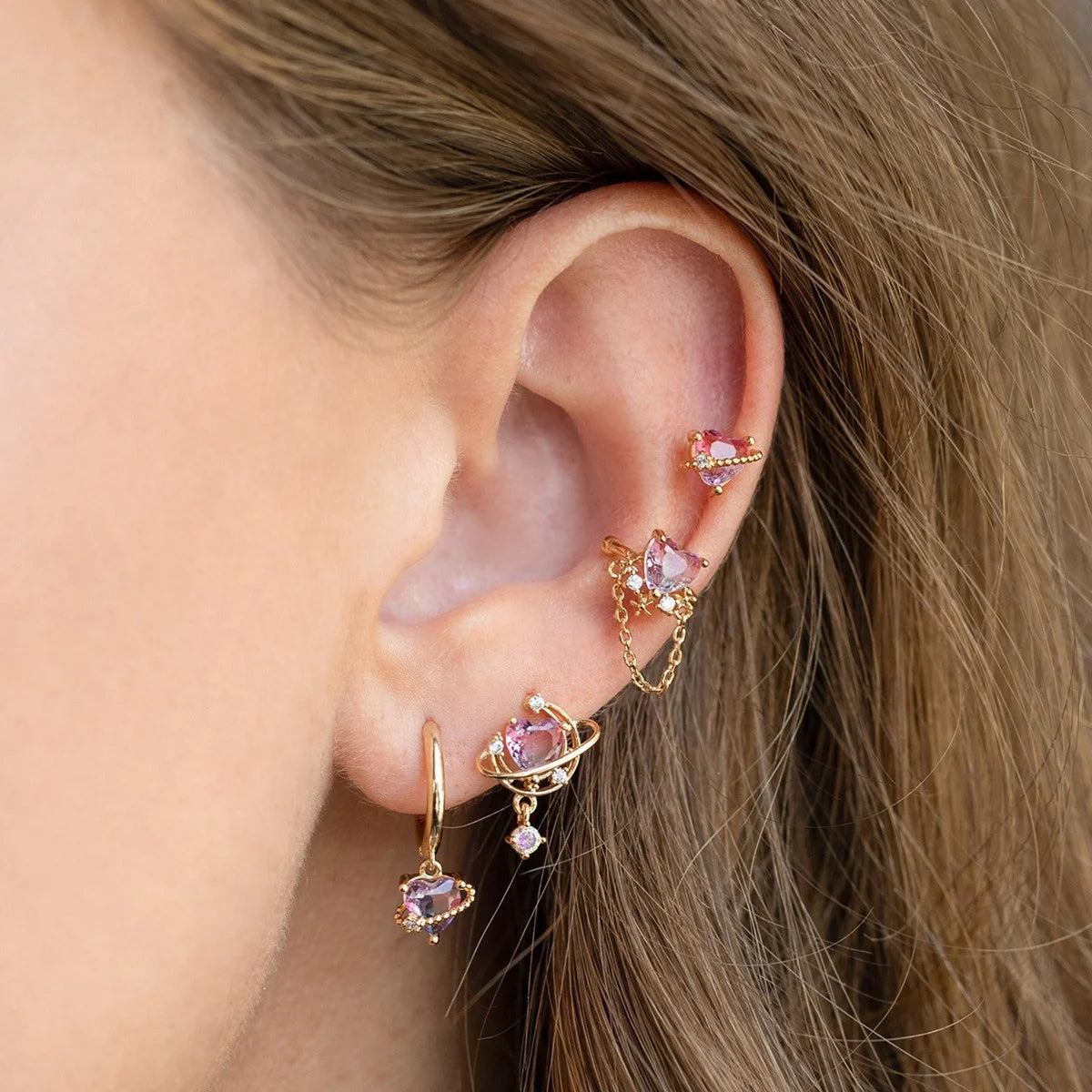 Wholesale Cute Sterling Silver 925 Jewelry Gold Plated Earring Girls Ear Cuff Gold Earrings Mini Dangle Earrings