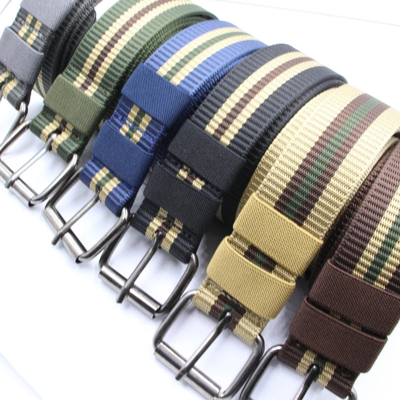Men's Casual Nylon Tactical Automatic Buckle Waist Belt Durable Custom Thickening Everyday Use Outdoor Iron Buckle 125cm JIAR