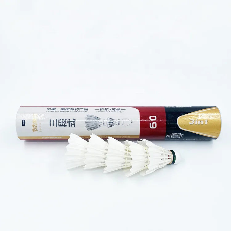High Quality 3in1 Hybrid Shuttlecock D60 China Factory  Custom OEM Available Duck Feather Badminton Shuttlecock