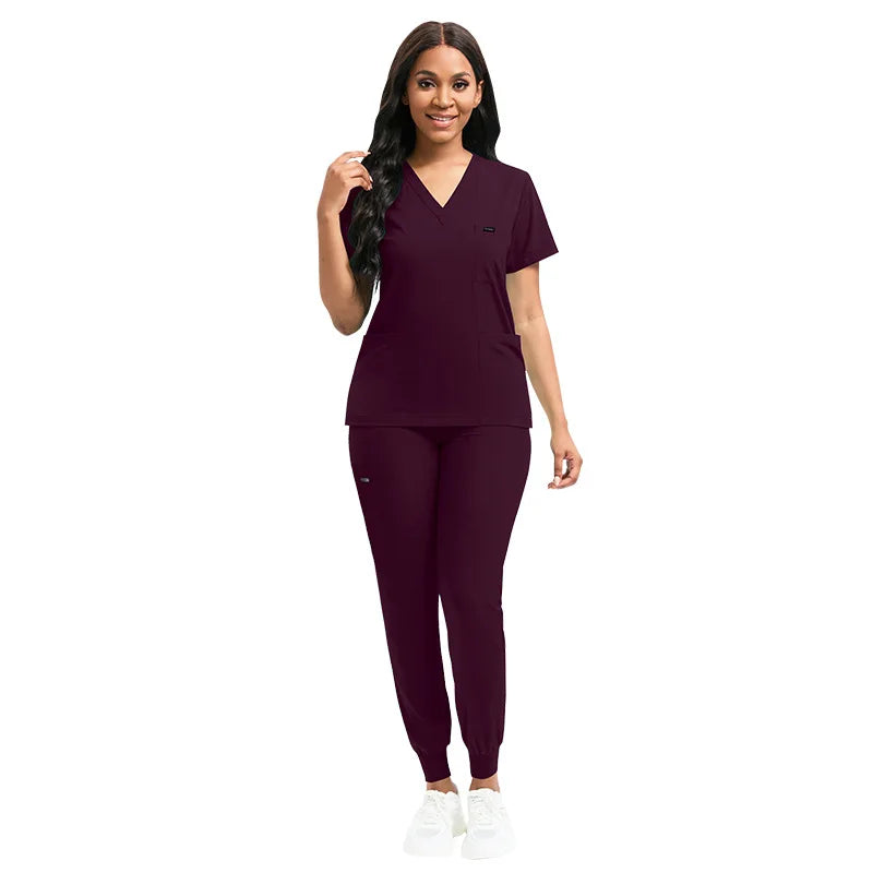In Stock 42122 Stretchy Business Dress Suits Set for Women Plus Size Women Clothing 3 Piece Suit Scrub Hat