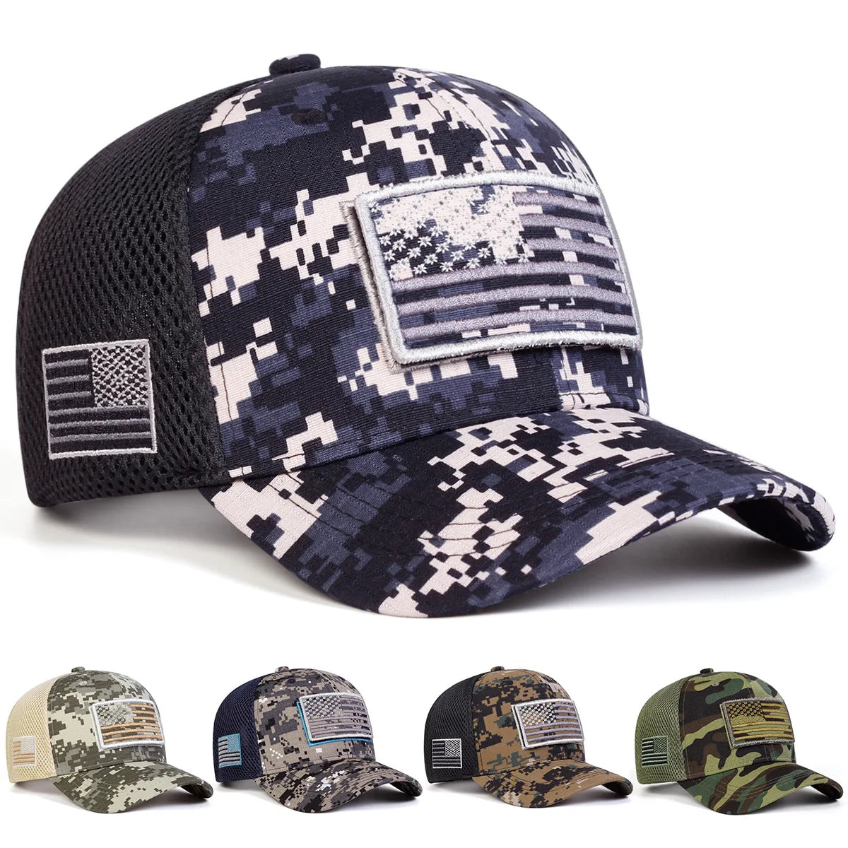 European American Trend Fishing Summer Camo Baseball Caps Men Women Mesh Sports Custom Baseball Hats