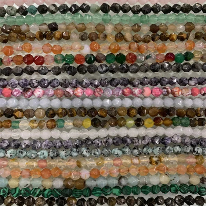 Hui Rui Wholesale 6mm Round Faceted Natural Stone Beads Jasper Agate Quartz Beads Loose Gemstone Beads for Jewelry Making
