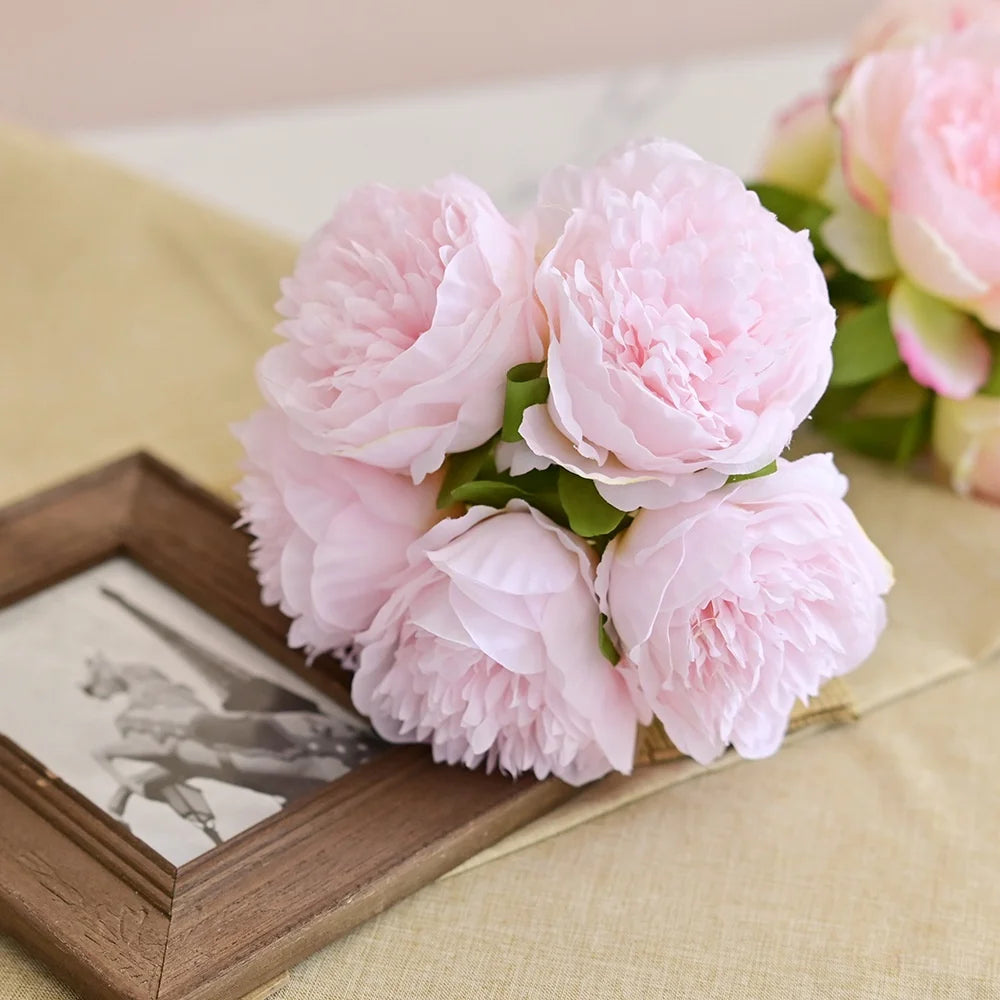 JCF263 Wedding Decoration Artificial Flowers Peony Real Touch Rose Silk Fabric Artificial Flower Bouquet Peony