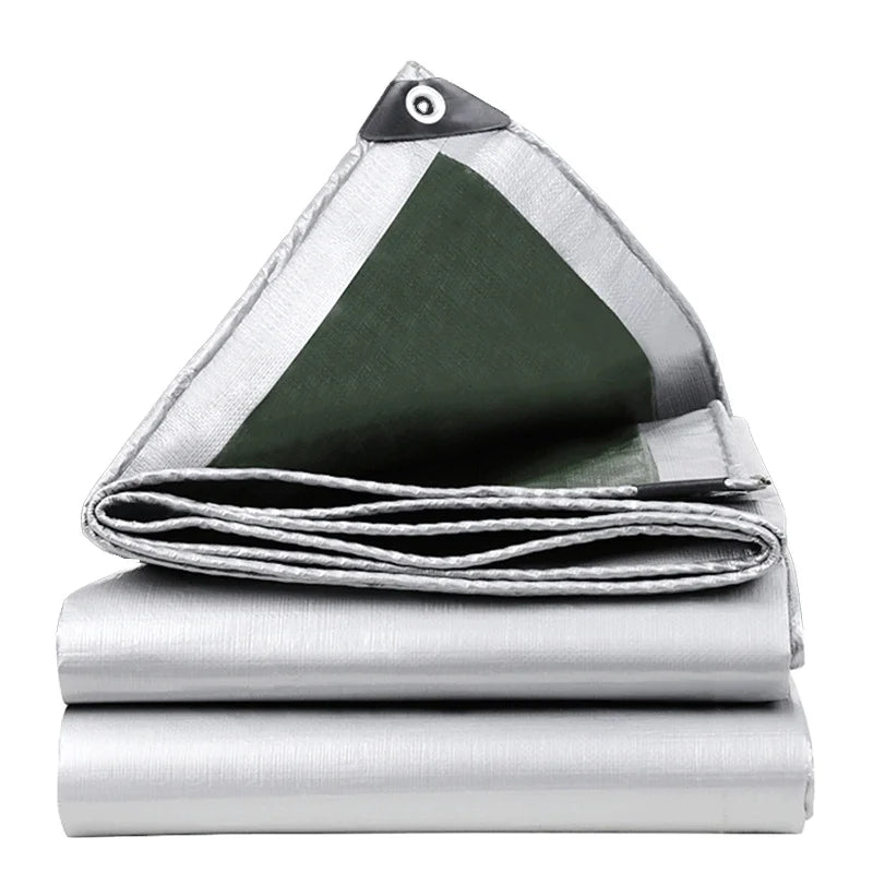 2m X 3m 180 GSM Silvery Green Coated Nonwoven Anti-UV PE Tarpaulin for Home Garden Plants Rainproof Gazebo Tent Chair Cover