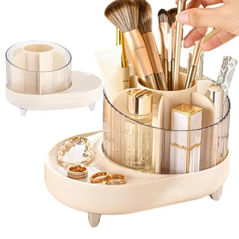 Multi-Purpose Plastic Cosmetic Storage Box with Makeup Brush Organizer Space-Saving Solution for Organization