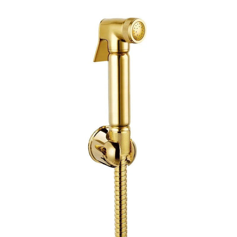 Gold Modern Wall-Mounted High Water Pressure Flusher Eco-Friendly Self-Cleaning Hand-Held Toilet Spray Gun Attachment Brass