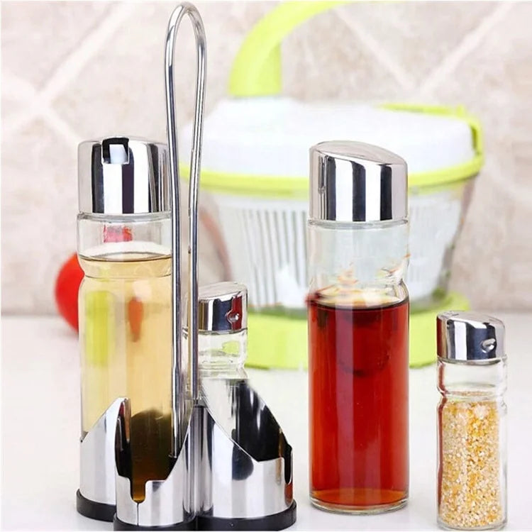 Factory Price Huge Stocks Stainless Steel Base High Borosilicate Glass Rectangle Shape Kitchen Seasoning Jar Set Food Contain