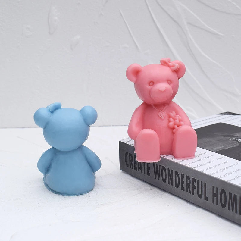Cartoon Bunny Bear Panda Silicone Mold for Rabbit Candle Molds for Easter Home Decor Animal Bunnies Wax Mould Cake Tools
