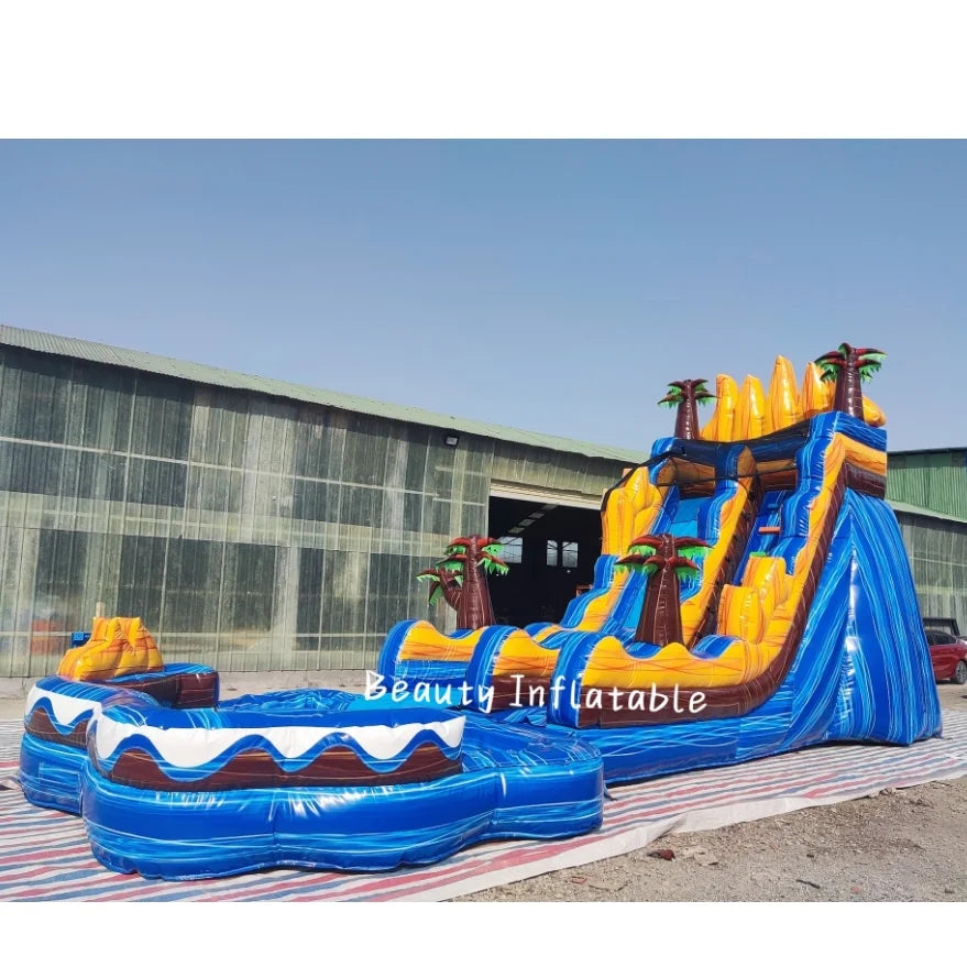 New Design 20ft Inflatable Water Slide With Pool for Sale