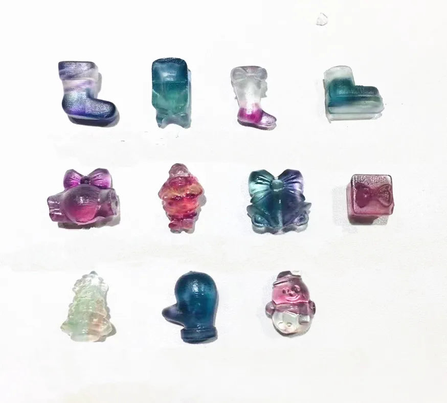 Wholesale Rainbow Natural 0.5 Inch Healing Crystal Mini Fluorite Carving Rough Glow Stones Ornament Decoration