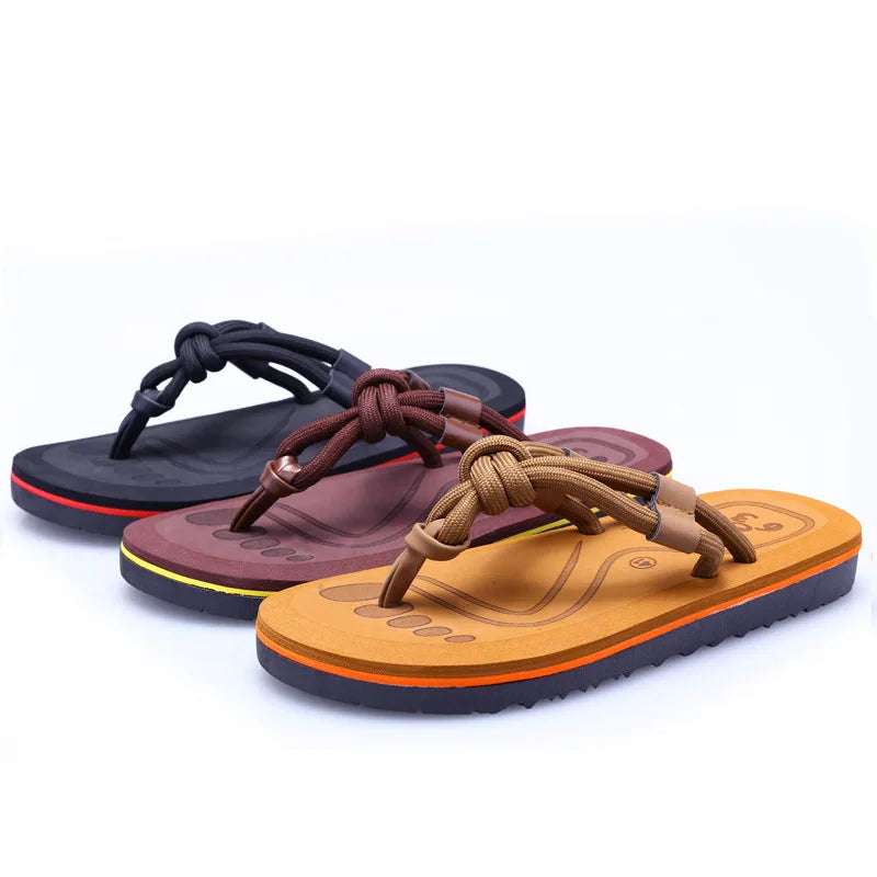 2023 Simple Round Rope   Sandals Beach Casual Non slip Shoes Men Flip Flops Fashion Beach Simple Strap Flip Flops