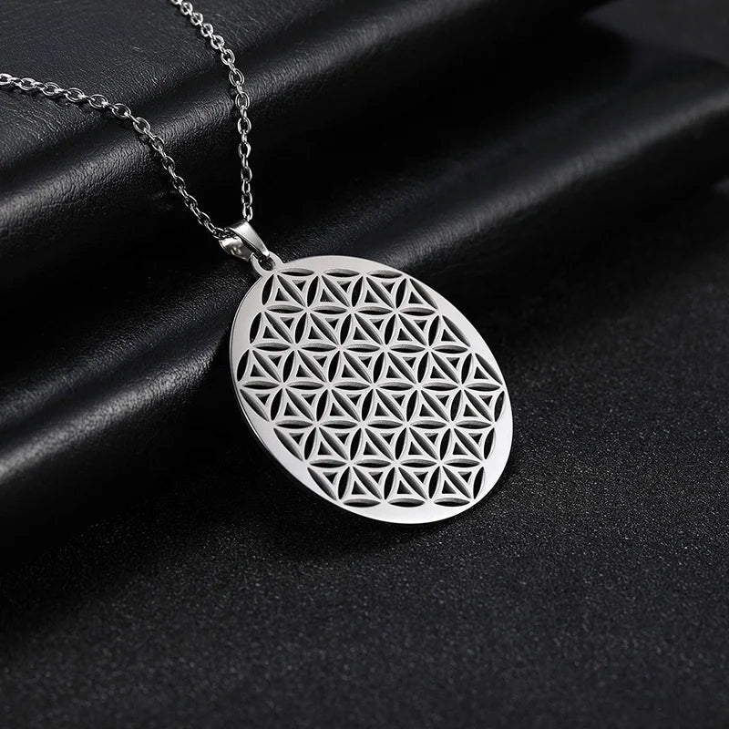 Flower of Life Necklaces Sacred Mandala Pendant Stainless Steel Necklace Fashion Jewelry Necklaces for Women