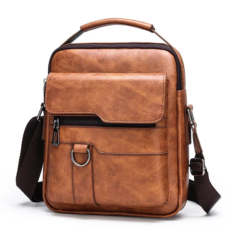 Trendy Custom Adjustable Shoulder Strap Genuine Leather Sling Shoulder Messenger Bags Briefcase Handbag for Men