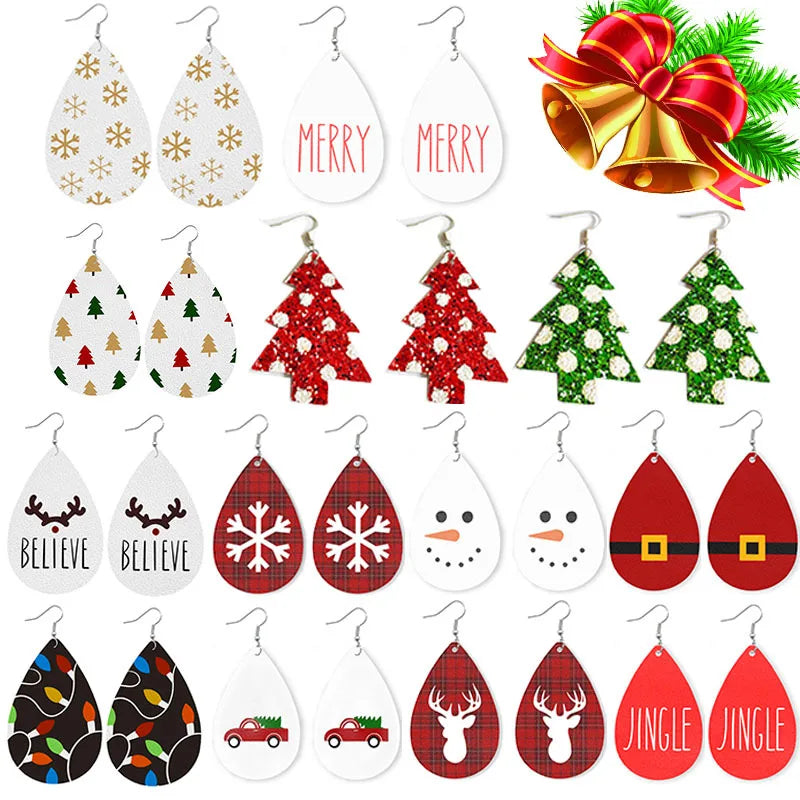 Theme Earrings Drop Earrings Trendy Manufacturers Wholesale Popular Christmas Christmas Tree Friendship Pu Women's Mixed 1 Pa