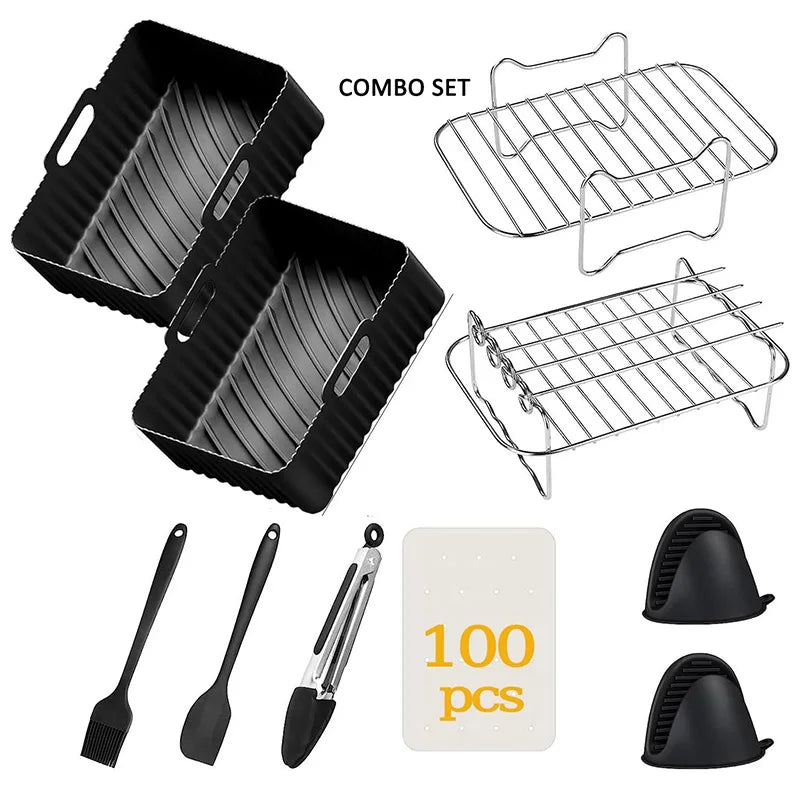 Non-stick Silicone Air Fryer Grill Rack Skewer Reusable Air Fryer Accessories for 4.5L-6L Air Fryer AF300UK AF400UK