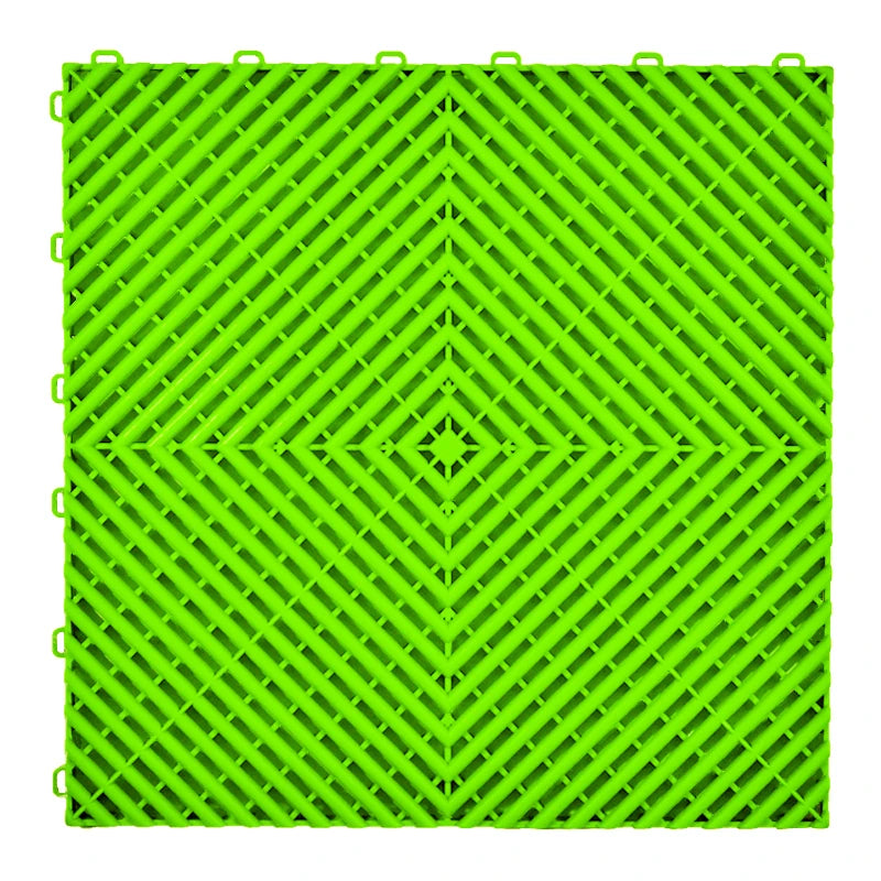 Non-Slip PP Interlocking Garage Floor Tiles - Modular Vented Plastic Flooring for Car Wash Workshop & Exhibition
