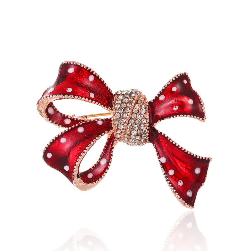 DRAL1120 Korean Version Oil Dripping Bow Brooch Silk Scarf Buckle Brooch High-end Diamond Inlaid Coat Accessories