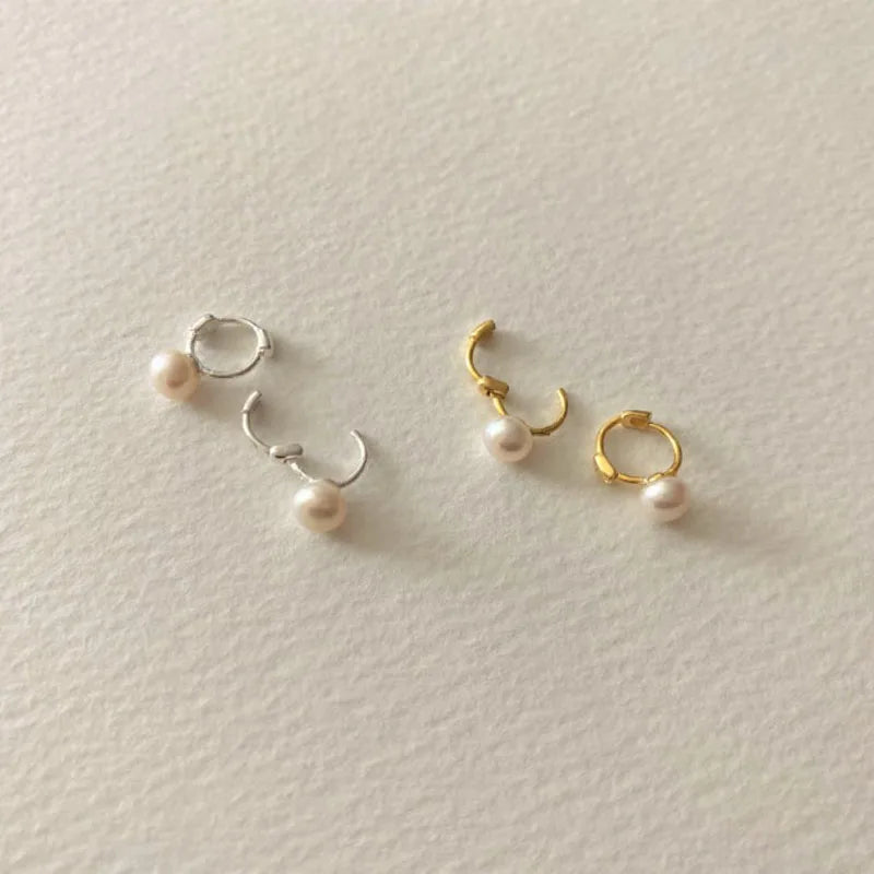 Korean Style New Freshwater Pearl Simple Clip Earrings Wholesale 925 Sterling Silver Women Jewelry Gifts