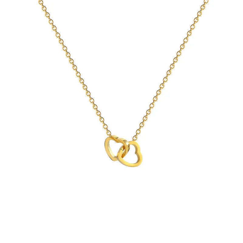 Wholesale Fashion Women Jewelry Stainless Steel Design Hollow Out Interlock Love Heart Pendant Necklace