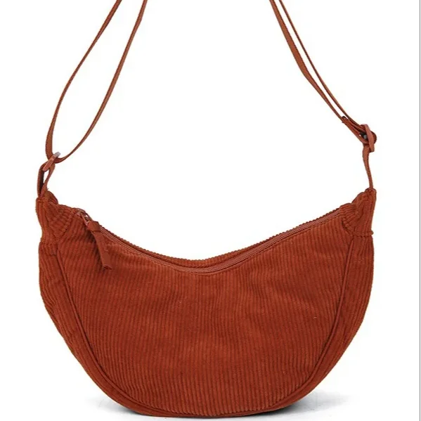 Stock New Style Waterproof Corduroy Fabric Outdoor Leisure Workout Running Chest Fanny Pack Crossbody Waist Bag Unisex Zipper