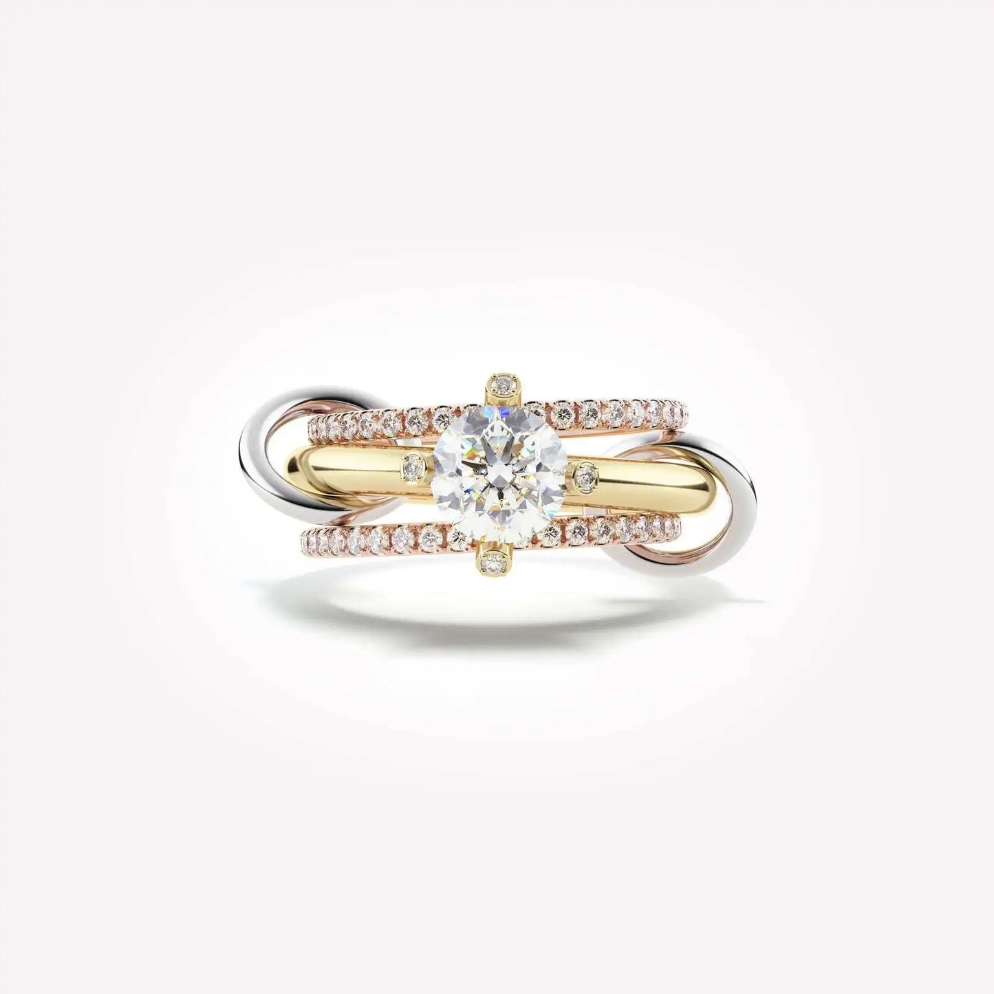 Fashion Jewelry Rings Layered CZ Three in One Wedding Rings Creative Multilayer Diamond Rings for Women Girls