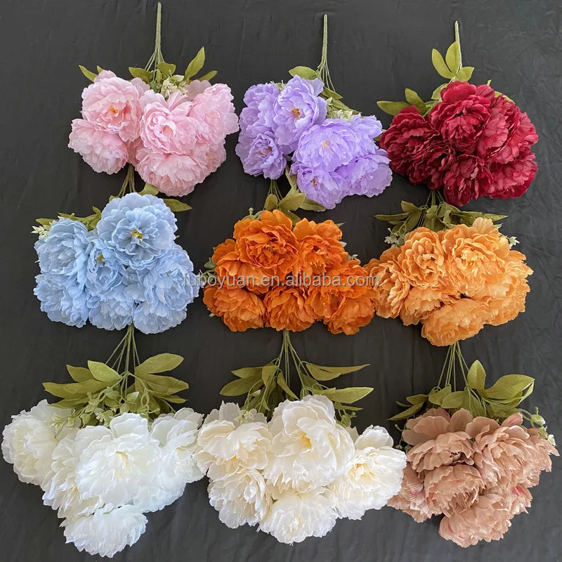 E147- Interior Decoration Wedding Decorative Flowers Silk Peony Faux Artificial Peony Flower Bouquet bunch for Home Decor