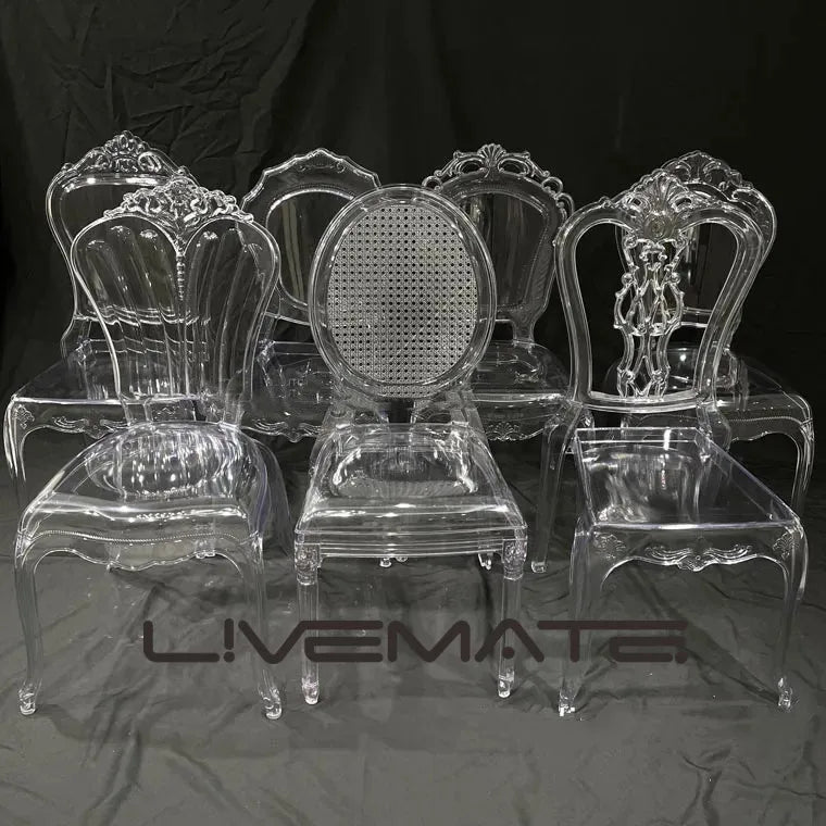 Factory Price Dining Banquet Event Wed Rental Stacking Ghost Chair Transparent Crystal clear Party Weeding Chair