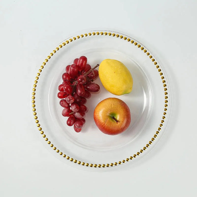 Gold clear Acrylic Charger Plate European Style Decoration Plastic Round Dinner Charger Tabletop Decor