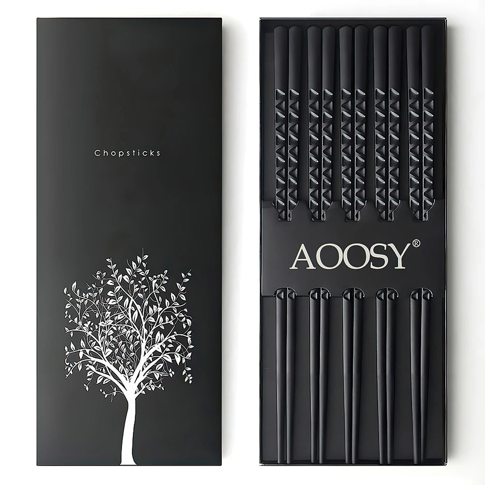 Elegant Fiber Glass Black ChopsticksChinese Eating Chop SticksPlastic Japanese Sushi Chopsticks Set