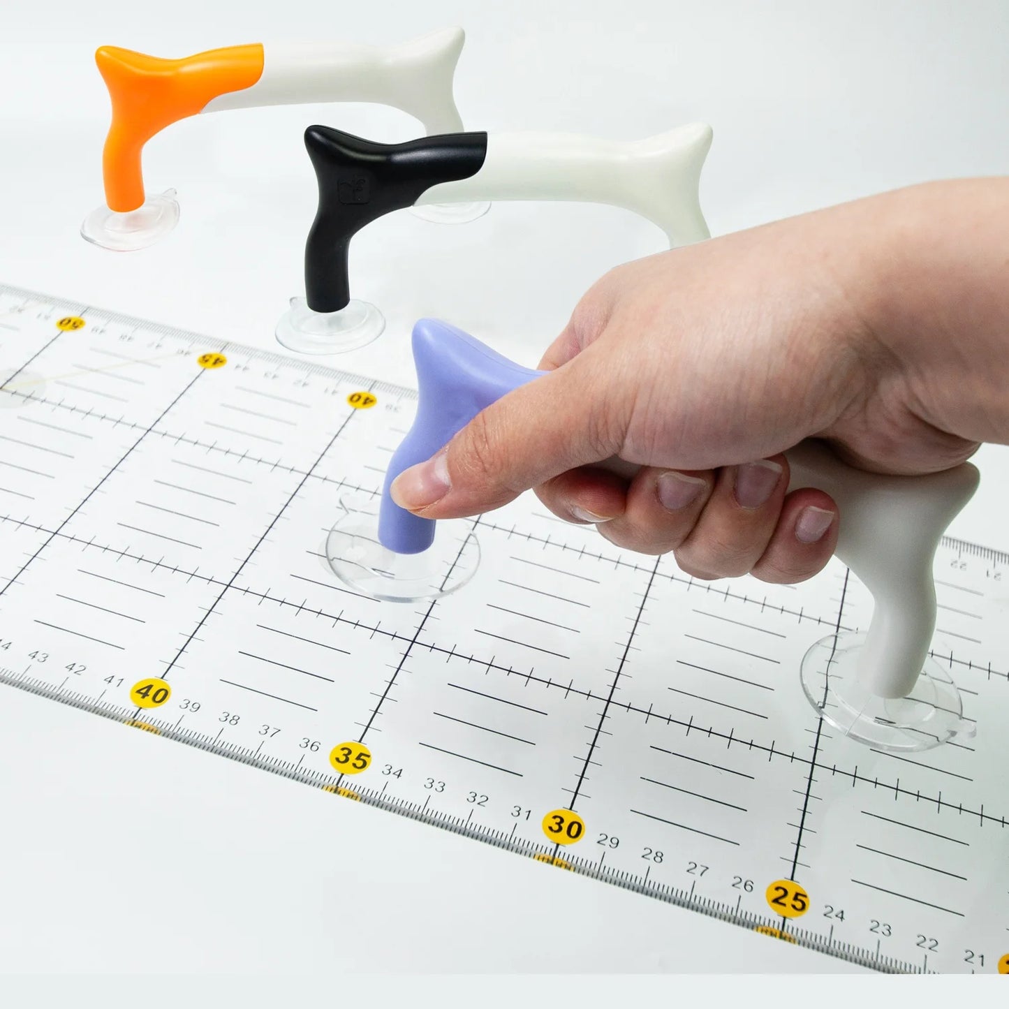 Purple (Orange/Black) White Hand Sewing Ruler Handle Easy Assembly Strong Suction Cup Durable ABS PVC Grip for Quilting