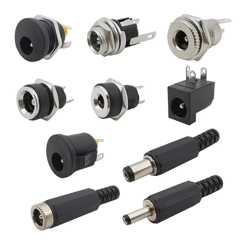 10 Uds conectores CC 5,5x2,1mm 3,5x1,3mm enchufe de alimentación CC macho hembra Jack tuerca montaje en Panel conector…