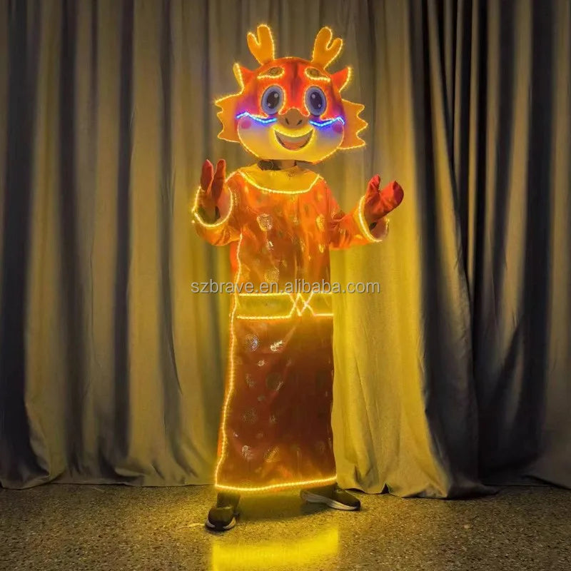 Flashing Doll Dress LED Glowing Costume Performance Lighting Cartoon God of Wealth Doll Dress Stage Show Lighting Props
