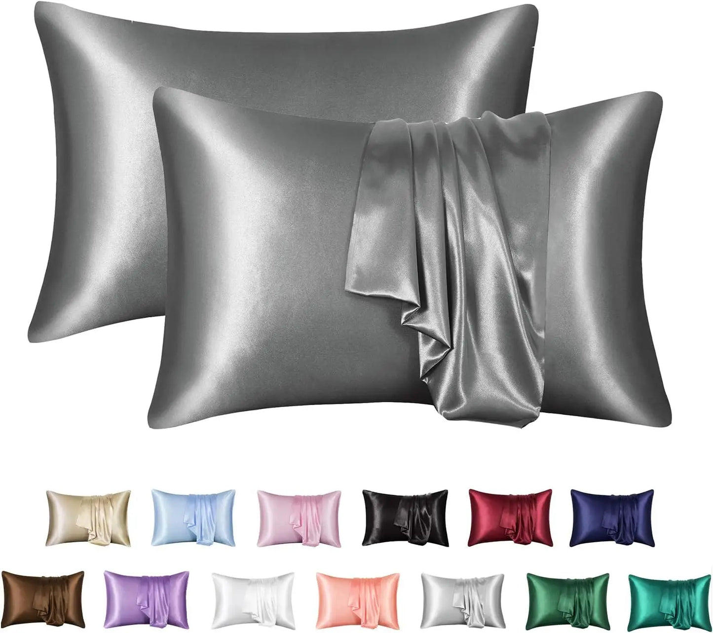 Wholesale Custom Logo Throw Sleeping Satin Silk Pillowcase Solid Color  Pillow Cover With Envelope Closure