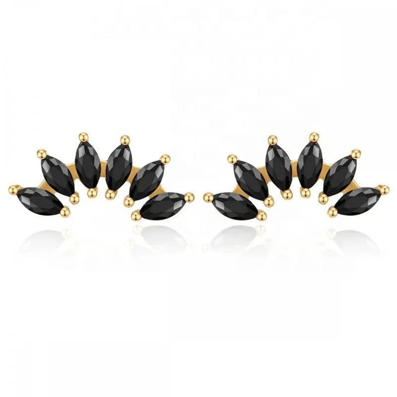 Milskye Luxury Zircon Jewelry Set Sterling Silver Gold Plated Diamond Cluster Earrings for Wedding