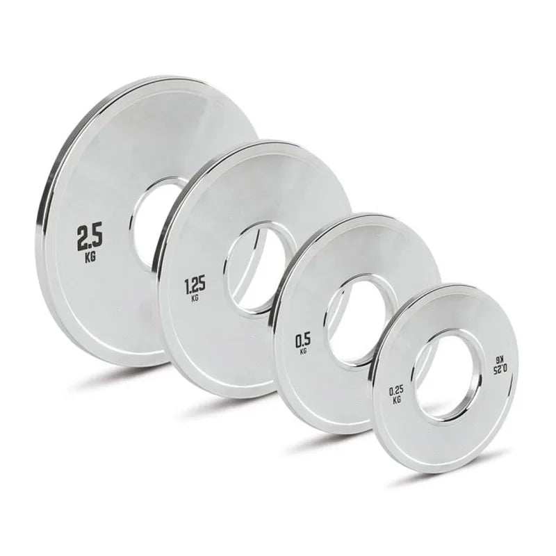 NJ Wholesale Chromed Silver 2.5kg 5kg 10kg 20kg Weightlifting Barbell Stack Plate Gym Steel Weight Plates