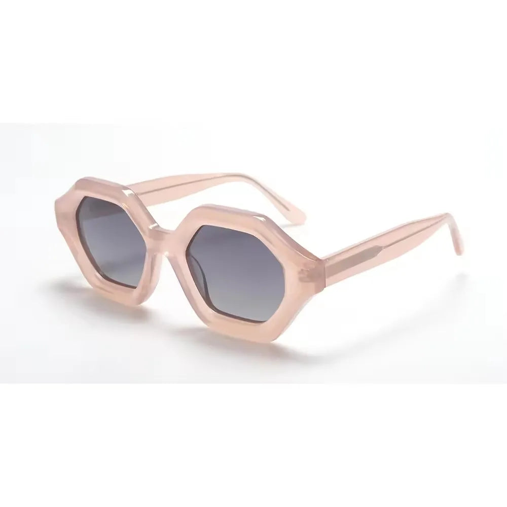 Wholesale Newest Fashion Acetate Thick Frame Hexagon Sun Glasses High End Polygon Frame Shades Sunglasses