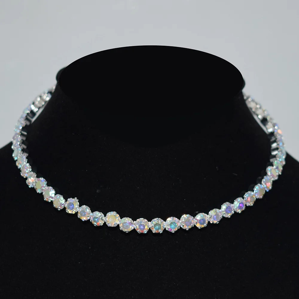 New Design Multi Layered Crystal Necklace Exaggerates Gold Silver Bride Necklace for Women Wedding Party Bridal Jewelry