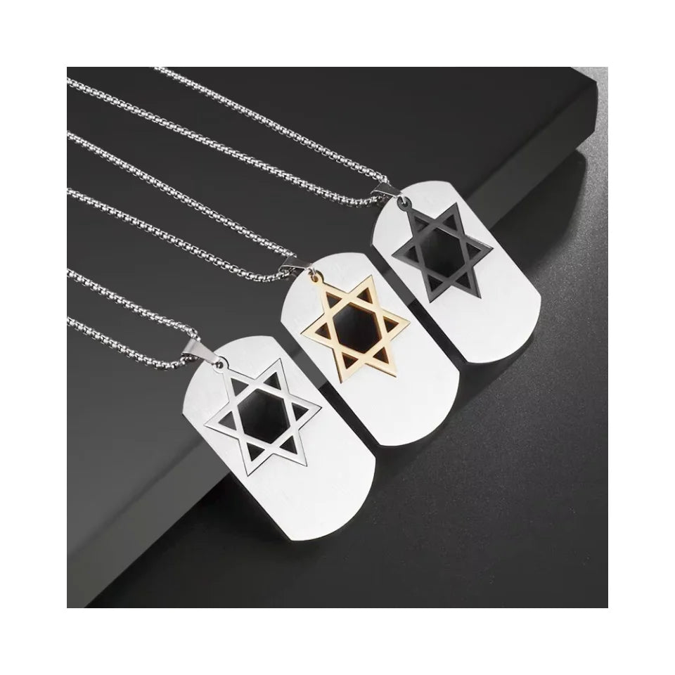 Vintage Stainless Steel Sweater Chain Lucky Amulet Couple Necklaces Non-Fading Detachable Star of David Pendant Necklace